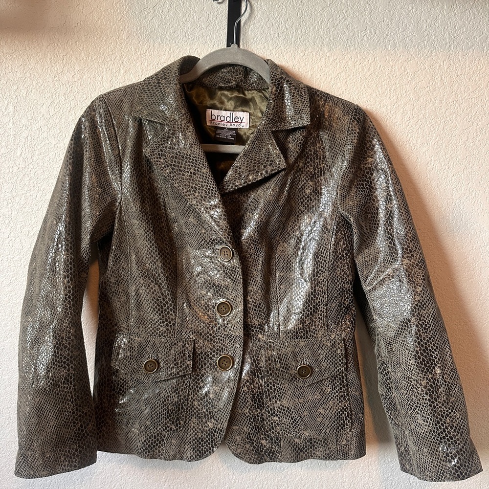 Leather Jacket Bradley Bayou Genuine Snakeskin Print Women’s Small